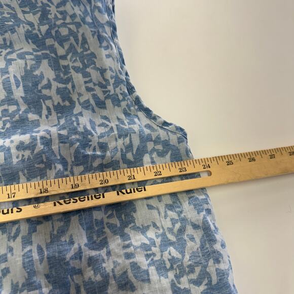 Wrap London Shirt Womens 14 Blue White Printed Button Up Linen Coastal - Picture 7 of 7